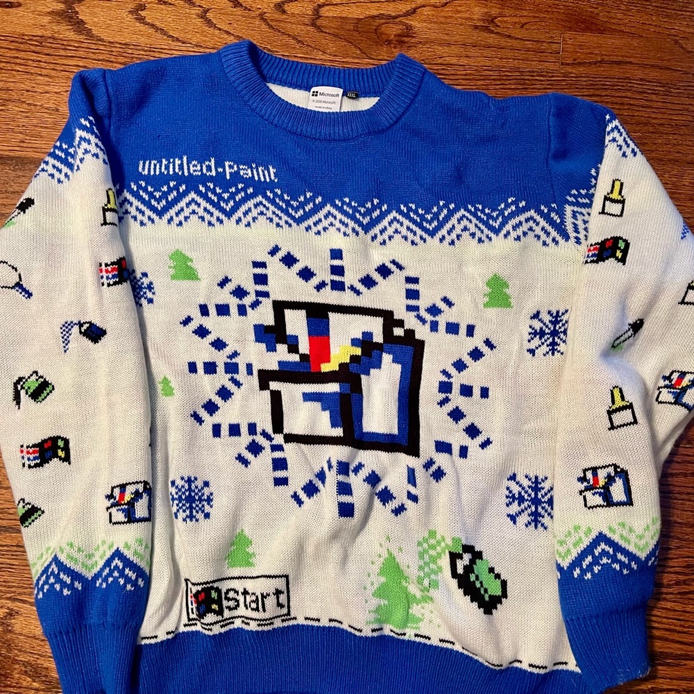 Microsoft Windows Paint Ugly Christmas Sweater Crewneck Men’s XXXL